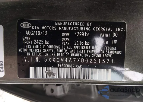 2013 Kia Optima Lx z USA, uszkodzony, nr VIN 5XXGM4A7XDG251571